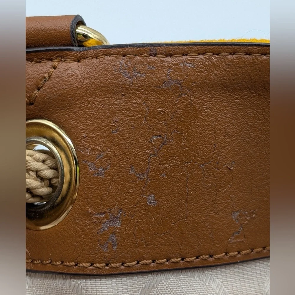 Michael Kors Yellow Marina Large Canvas Drawstring Tote - Picture 15 of 16